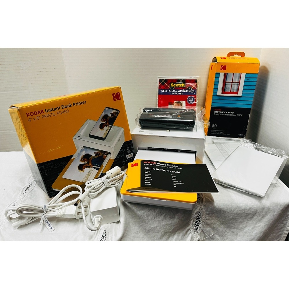 Kodak Instant Dock Plus PD460 Photo Printer BUNDLE Cartridge Photo Sheets TESTED